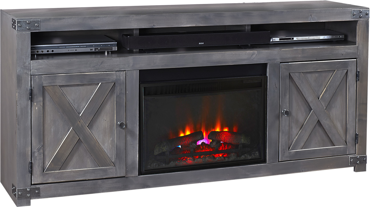 Urban Farmhouse 72" Fireplace Console in the Fruitwood finish