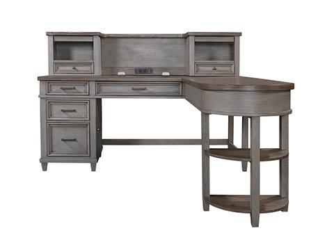 aspenhome Desks - L-Shaped - Caraway Pedestal Desk and Return I248