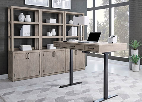 aspenhome Lift Top Desk and Base - Gray Linen